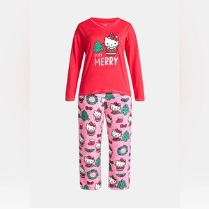 Hello Kitty Women's and Women’s Plus Christmas Top, Pants and Socks